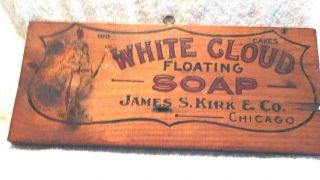 Vintage Advertising Signs Store Displays White Cloud Soap James S.  Kirk Folk Art
