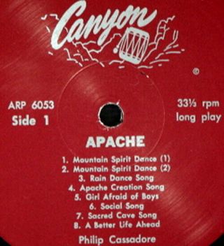VINTAGE SAN CARLOS APACHE TRIBE 1966 CANYON RECORDS LP PHILIP & PATSY CASSADORE 2
