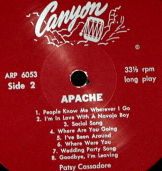 VINTAGE SAN CARLOS APACHE TRIBE 1966 CANYON RECORDS LP PHILIP & PATSY CASSADORE 3