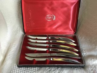 Vintage Carvel Hall Stainless Steel Steak Knives - Set 6 & Box