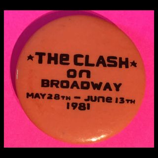 The Clash Vintage Badge Pin Button 1981 On Broadway Tour Punk Rock Wave