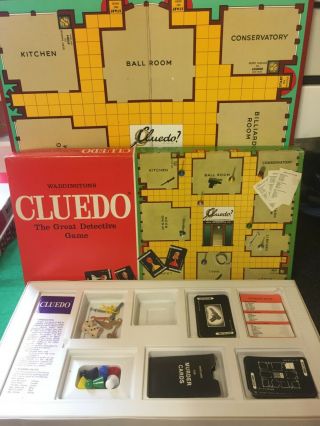 Vintage Old Version Of Cluedo Board Game By Waddingtons Complete Vgc
