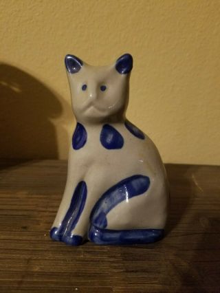 Vtg Cat Beaumont Salt - Glazed Stoneware Pottery Cat 1997