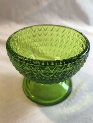 Vintage Art Glass Green Owl Bottom Dish By Viking Fairy Lamp - Replacement