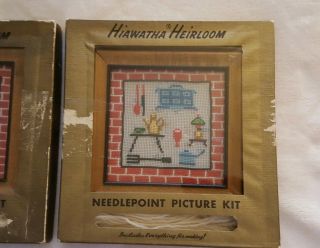 Hiawatha Heirloom Needlepoint Picture Kit Set of 2 No.  6111/1 & 6111/2 VTG 1961 3