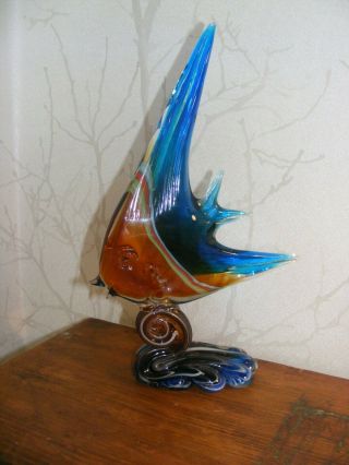Vintage/Classic/Retro Mid Century Murano Glass Angel Fish 12 in Tall Colourful 2