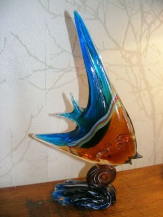 Vintage/Classic/Retro Mid Century Murano Glass Angel Fish 12 in Tall Colourful 4