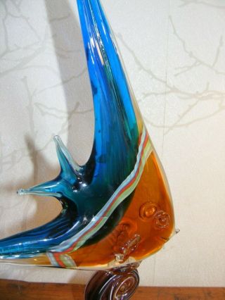 Vintage/Classic/Retro Mid Century Murano Glass Angel Fish 12 in Tall Colourful 5