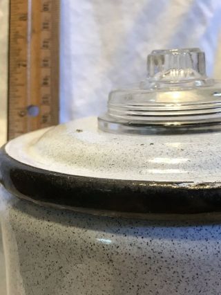 Vintage Collectible Porcelain Enamel Blue Gray Coffee Pot With Black Trim
