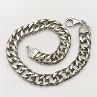 Vintage Solid Silver Fancy Curb Link Chain Ladies / Gents Bracelet Bangle