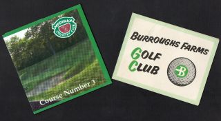 2 Vintage Cards Burroughs Farms Golf Club (1956) Brighton Mi.  & Medinah Illinois