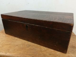 Vintage Oak Wood Box Chest Jewellery Collectables Old