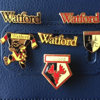 Fantastic Set Of Vintage Watford Fc Hard Enamel Metal Badges