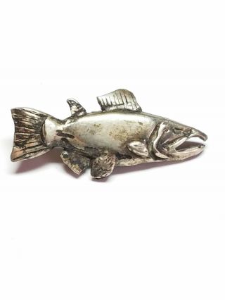 Vintage Sterling Silver Fish Pin Back