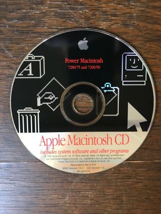 Power Macintosh 7200/75 7200/90 Os 7.  5.  2 Install Cd 691 - 0415 - A Vintage