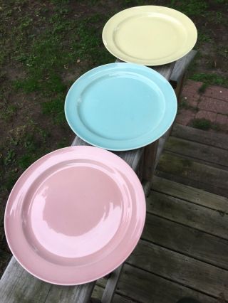 3 Luray Pastels 9 1/4 Dinner Plates By Taylor,  Smith & T (ts&t) Vintage