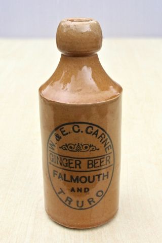 VINTAGE 1900s W & E C CARNE FALMOUTH & TRURO CORNWALL CORNISH GINGER BEER BOTTLE 3
