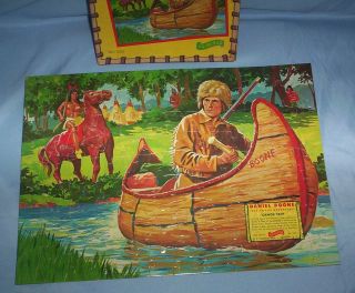 Vtg 1960 ' s Fairchild True Life Adventures Daniel Boone Puzzle Canoe Trip 1553 2