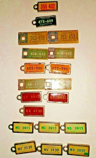 Dav Idento - Tags,  19 Vintage Key Tags From 1942 - 1959 All From Minnesota