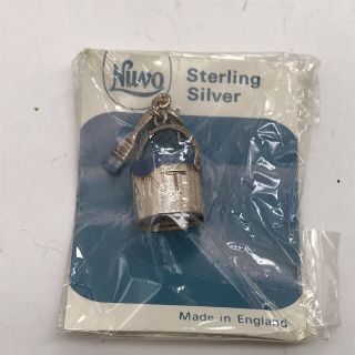 Vintage Sterling 925 Silver Nuvo Enamel Paint Tin Charm Nos For Bracelet