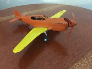 Vintage Hubley P - 40 Warhawk Flying Circus Die Cast Scale Airplane Orange Yellow