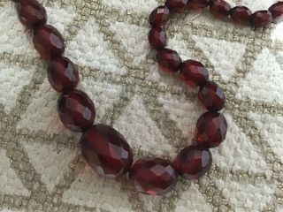 Vintage Art Deco bakelite cherry amber facet cut bead necklace (need restrung) 6