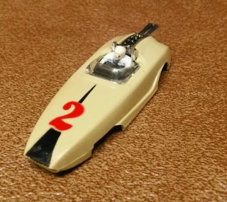 Vintage Toy Model Race Car Body Cream Color 2 Slot Car W/driver