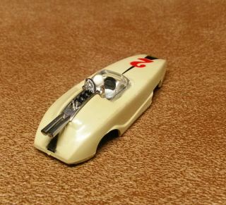 Vintage Toy Model Race Car Body Cream color 2 Slot Car w/Driver 2