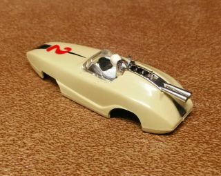 Vintage Toy Model Race Car Body Cream color 2 Slot Car w/Driver 5