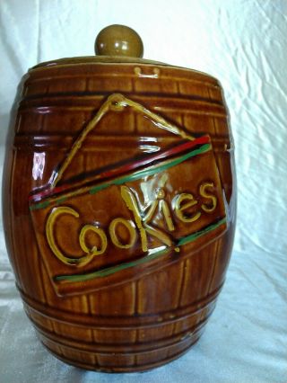 Vintage Mccoy Usa Barrel Cookie Jar Pottery 1950 - 1960