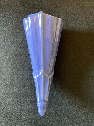 Vintage Brush Nelson Mccoy Pottery Wall Pocket Horn Cornucopia Blue Glaze