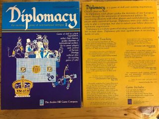 Diplomacy Board Game Avalon Hill Vintage 1976