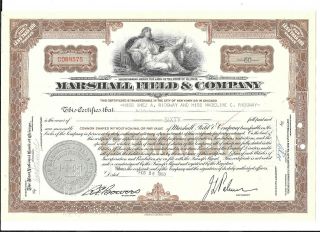 Marshall Field & Company 1960 Stock Certificate Brown Chicago Vintage