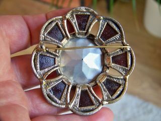 LARGE VINTAGE SIGNED MIRACLE JEWELLERY SCOTTISH CELTIC CITRINE AGATE BROOCH PIN 4