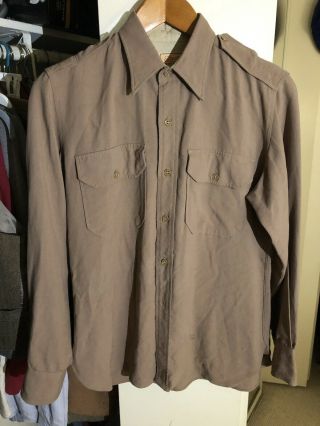 Military Us Army Officer Shirt Large Wool Wwii 1940 