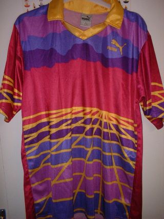 Puma Vintage Retro Large Football Soccer Shirt Jersey Trikot Top German Bowling