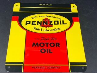 Vintage Pennzoil Motor Oil Gas Gasoline 1 Gallon Can Porcelain 12 " X 10 " Sign