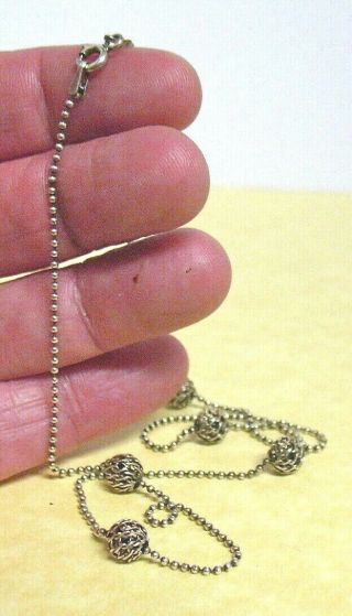 Sterling Silver Vintage Pierced Bead Necklace Delicate 15 Inches 2.  6 Grams