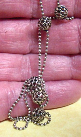 STERLING SILVER VINTAGE PIERCED BEAD NECKLACE DELICATE 15 INCHES 2.  6 GRAMS 2