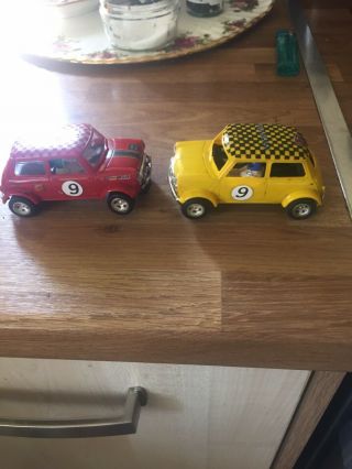 Two Vintage Scalextric Minis Coopers 1960 2