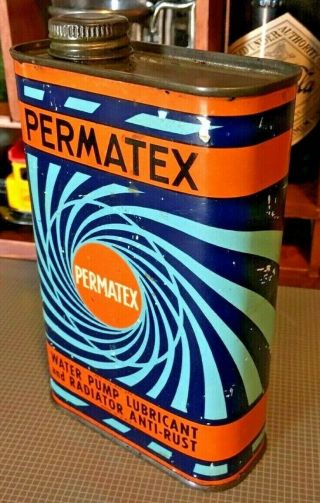 Vintage Permatex Water Pump Lubricant Tin Can Sign Service Station Gas Radiator