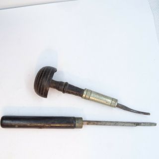 2 Vintage Watchmakers Gravers Watch Tool 1 Handle Is A Bowman And Musser