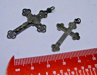 Antique Vintage Sterling Silver Cross And Silver Crucifix Pendants