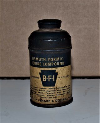 Vtg Bismuth Formic Iodide Compound Sample Tin Bfi Sharp & Dohme