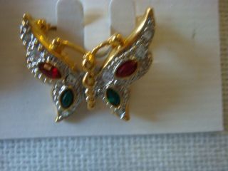 VINTAGE FASHION JEWELRY,  RHINESTONE BROOCHES (RABBIT,  BUTTER FLY & SPIDER 3