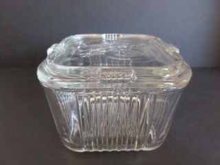 Vintage Glass Refrigerator Dish - Embossed With Vegetables - 4 " Square