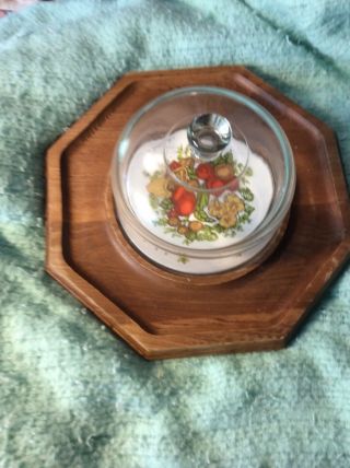 Vintage Corningware Spice Of Life Cheese Plate With Glass Dome Lid