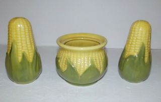 Vintage Shawnee Corn Cob Shakers And Sugar Bowl No/lid L (usa 78)