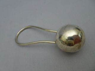 Unusual Htf Vintage Antique Silver Baby Rattle Chime Ball Bell Unmarked