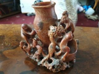 Vintage Carved Oriental Monkey Figure Chinese Over 100 Years Old